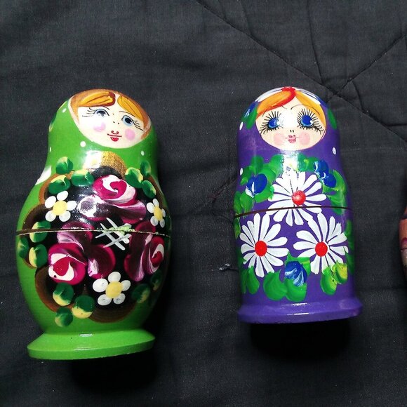 Vintage Hand Painted Russian Dolls Set (3) - Picture 3 of 7
